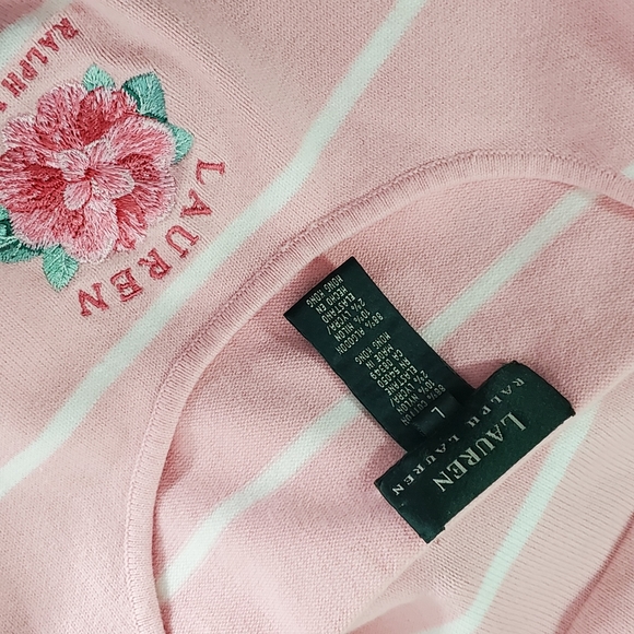 Vtg Lauren Ralph Lauren Flower Stripes Tank Top - Picture 5 of 5